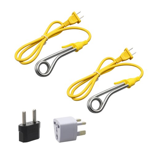 HOLEPU Immersion Cup Water Heater 120V-300W, 240V-600W, Dual Voltage Portable Water Heater, Equipped with UK&European Adapter for Travel, Immersion Heater for Water Tea Coffee