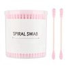 Chrontier 200 Count Round & Spiral Shaped Double Tipped Cotton Swabs Buds Paper Sticks Biodegradable Hypoallergenic Clean Care Beauty Makeup Cosmetic Tool Pink