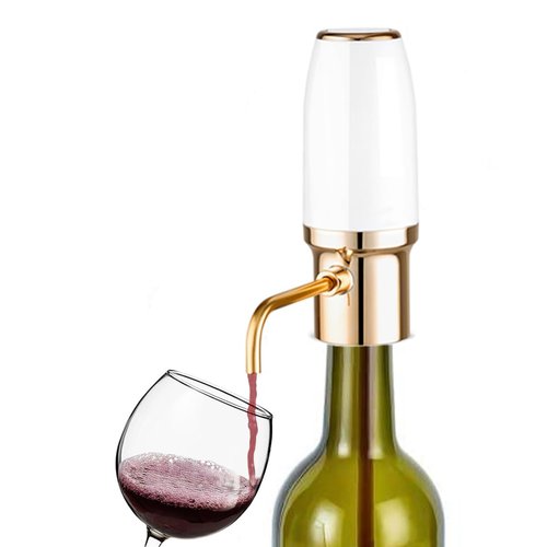 Thirdtms Automatic Wine Aerator Pourer Spout, Wine Air Aerator Pourer, Red Wine Aerator, Electric Wine Decanter with Aerator USB Rechargeable, Gifts idea for Wine Lovers White & Gold