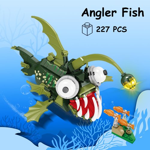 KAZI Angler Fish Toy Building Set,Halloween Sea Creatures Building Blocks,Ocean Animal Toys for Kids Ages 6 7 8 9 10 Plus Boys Girls,Halloween Party Favors,Christmas Birthday Gift,Easter Stuffers