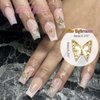qiipii 60pcs Golden Butterfly Nail Charms Bulk 3D Butterflies Charms for Acrylic Nails, Nail Alloy Studs Charms Nail Art Jewels Decor Supplies Accessories Supply for Nails Face Makeup Body DIY Crafts