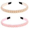 Jaciya Rhinestone Headband Crystal Beaded Headbands for Women Sparkly Fashion Head Band Girls Hair Accessories-Pink/Champagne