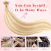 ABH AMAZINGBEAUTY HAIR Hand Tied Weft Hair Extensions Human Hair Highlighted Sew in Hair Extensions Remy Human Hair Weft Extensions Platinum Dark With Dirty Blonde Highlights P12-60, 50 Gram, 18 Inch