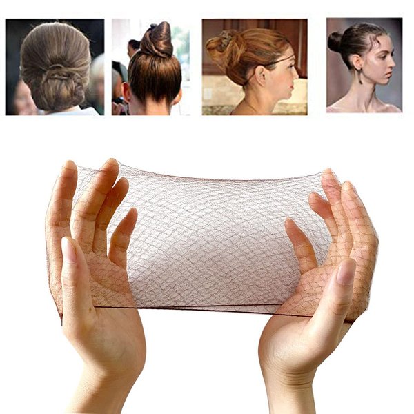 50PCS Hair Nets Invisible Elastic Edge Mesh Bun Hair Nets for Ballet Dance 20" Brown