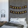 CHEERS TO 13 YEARS Banner, Pre-Strung, Black Gold 13th Birthday and Anniversary Party Decorations, Happy 13th Birthday Banner, Thirteen Anniversary Party Banner, 13 Year Old Blessed & Loved Banner