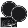 2PCS Bling Car Cup Coaster, 2.75 Inch Auto Car Cup Holder Insert Coasters Silicone Anti-Slip Crystal Rhinestone Drink Car Cup Mat, Universal Vehicle Interior Accessories for Women Girls (Black)