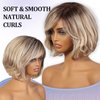 BLONDE UNICORN 12 Inch Human Hair Wigs for Women,Ash Blonde Short Layered Wavy Bob Wig with Bangs,HD Lace Front Wigs