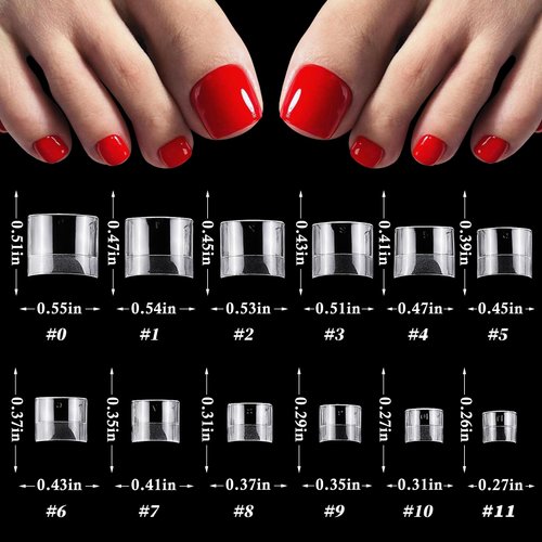 LoveOurHome 600pc French Tip Fake Toenails Short Gel x Nail Tips Clear Press on Nails Short Square Soft Gel Toe Nail Tips Half Cover False Nail Gel X Tip for Acrylic Nails Extension Press on Toenail