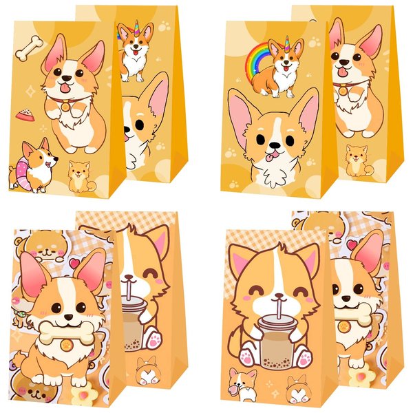 ARHAVI 12Pcs Corgi Party Favor Gift Bags for Corgi Birthday Party Decorations Supplies