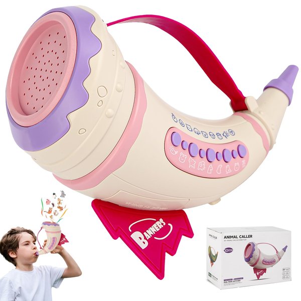Toys for 3 4 5 6 7 8 Year Old Girls, Animal Assembly Call Horn Toy Age 3-8 Year Old Boy Girl Gift for 4 5 6 Year Old Girl Gift Age 5 6 7 8 Boy Girl Toddler Toys Kids Animal Assembly Call Horn (Pink)