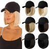 Qlenkay Baseball Cap with Hair Extensions Straight Short Bob Hairstyle Adjustable Removable Wig Hat 14inch for Woman Girl Medium Brown