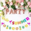 VILIFEVER Glitter Hello Summer Banner with Flamingo, Hello Summer Decorations for Home Office School Decor, Hawaiian Tropical Theme Holiday Birthday Party Supplies, Pre-Strung