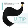 [For Wedding] YoungSee U Tip Hair Extensions Black U Tips Human Hair Extensions Jet Black U Tip Hair Extensions Real Human Hair 22In Keratin Hair Extensions Black Pre Bonded Hair Extension 50s/50g