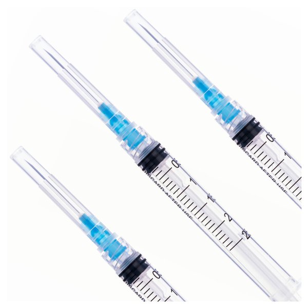 2.5ml Disposable luer lock Syringe with 23G/1Inch Needle, Individual Package (20)