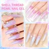 SUPWEE Pearl Gel Nail Polish Shimmer Mermaid Gel Polish White Pink Purple Blue Glitter Nail Polish Pearlescent Nail Gel Shell Swirl Thread Effect Soak Off UV LED Gel for Salon Home Manicure 6 Colors