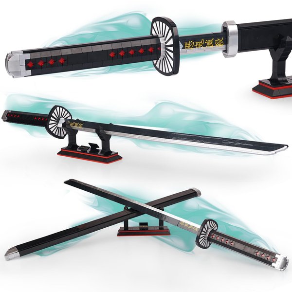 IACTIONUNION Sword Building Blocks Sets,Katana Cosplay Anime Sword Blocks Kits 759 PCS,39 in Long Sword with Stand and Scabbard,Samurai Toys for Kids 8-14,Teens Adults Gifts