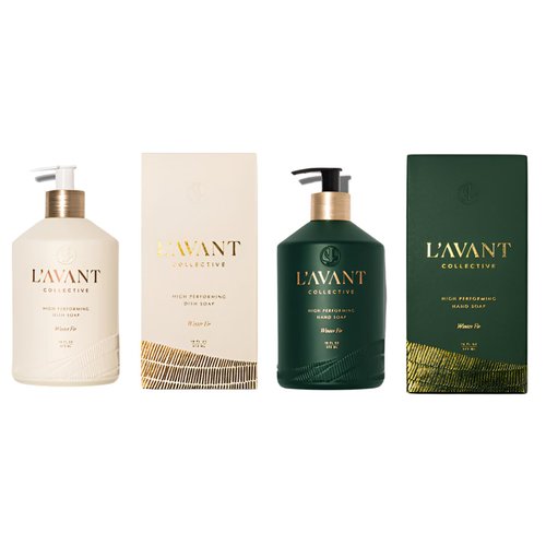 L'AVANT Collective Hand Soap & Dish Soap Bundle Winter Fir | High Performing Formula Luxurious Ingredients Soft & Smooth Hands & Dishes | 2 Glass Bottles Kitchen Accessories Home Decor Hostess Gifts