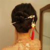 Lantern Light Tassel Hairpins Hair Stick Chinese Coiled Hair Antique Hair Pin Hair Accessories for Women 1 PC Red Bead