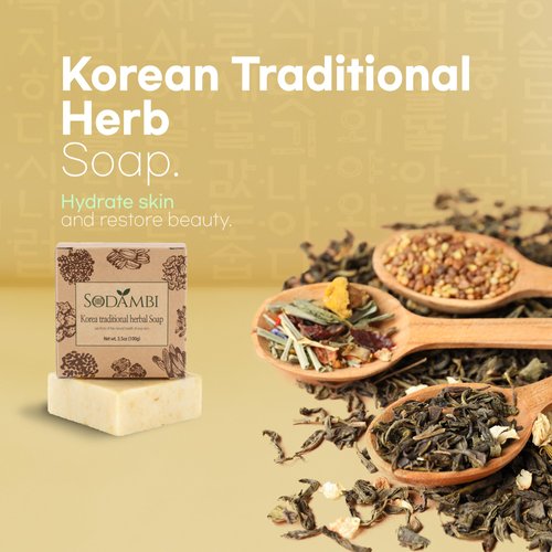 sodambi Natural Bar Soap – Handmade Body Soap with Traditional Korean Herbs – All Natural Plant Based Ingredients – Moisturizing Soap Bar with Coconut Oil, Shea Butter, Natural Essential Oils