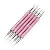 KATEOII 5PCS 2WAY Dotting Tool Nail Art Brushes, Dotting Brush For Gel Nails, Nail Painting Brush Nail Drawing Brush, Manicure Brush Acrylic Nail Brush (METAL Pink 5PK)