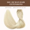 GOO GOO Wire Hair Extensions Human Hair, 60C Platinum Blonde 20inch 110g, Invisible Wire Hair Extensions with Transparent, Seamless Fish Line Hairpiece