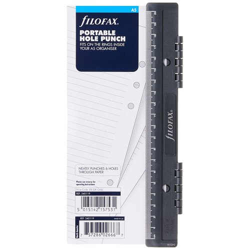 Filofax A5 Portable Hole Punch (B340119), Black