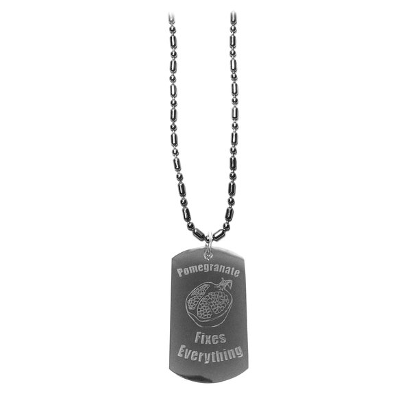 Hat Shark Pomegranate Fixes Everything - Luggage Metal Chain Necklace Military Dog Tag