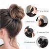 Hair Bun Shaper Set, include 3 pieces Bun Donut, 2 pieces French twist hair fold wrap snaps, 10 pieces Bobby pins and 10 pieces Elastic Bands for Women Kids Hair Bun Maker Kit – Chocolate Brown Color