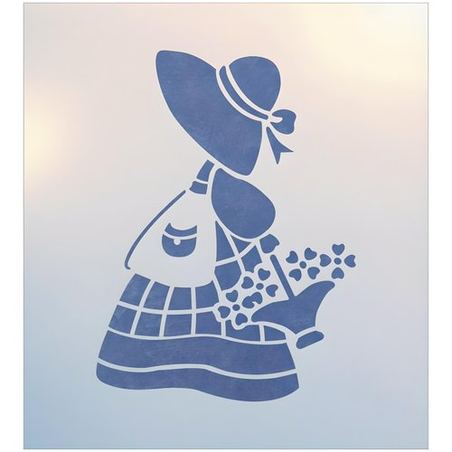 Sunbonnet Sue 2 Stencil - 4.5" x 6" Children Kids Drawing Sidewalk Chalk Washable Plastic Fun Art DIY Template Reusable Laser Cut Mylar for Painting Home Decor DIY Crafts - The Artful Stencil