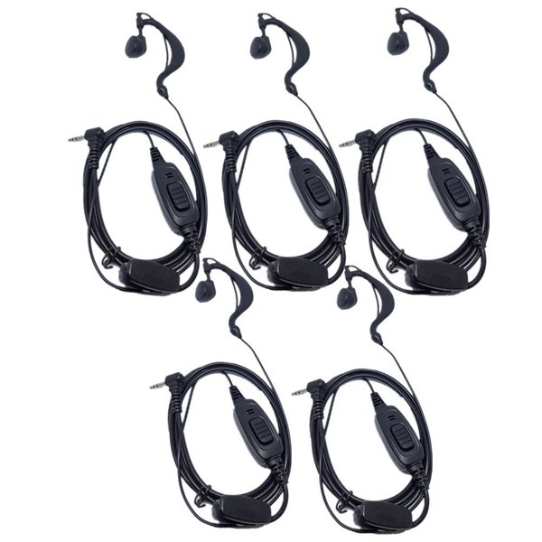 1 Pin G Shape Earhook Earpiece Headset PTT and Mic Compatible for HYT Hytera Two Way Radio TC1688 TC310 TC-1688 TC-310 TC-320 etc/Motorola Walkie Talkie, Pack of 5, By Lsgoodcare