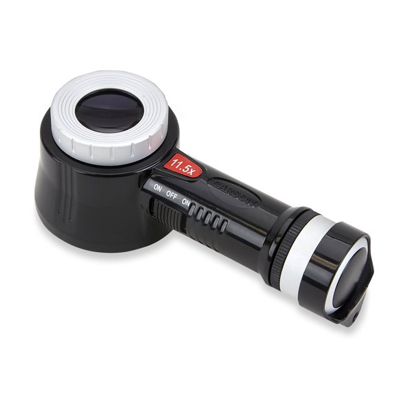Carson PRO Series MeasureLoupe 11.5x LED and UV Lighted Focusable Eye Loupe Magnifier with Reticle Scale and Storage Case (CP-45)