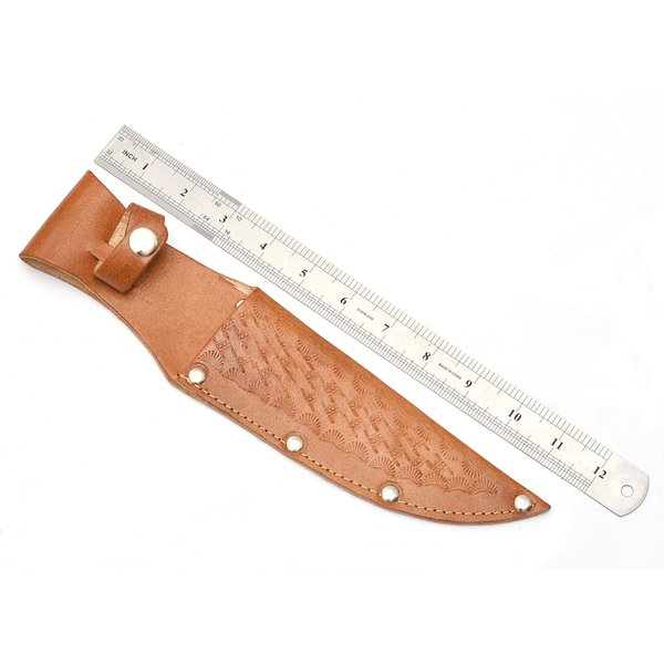 Genuine Leather Knife Sheath For Fixed Blade 6 Inch Knives - Brown Basket weave Sheaths with Belt Holder