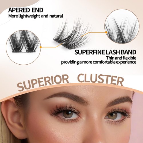 SIMER Lash Clusters DIY Eyelash Extensions 64 Clusters Lashes 3D Layered Volume Eyelash Clusters D Curl Reusable Fluffy Individual Lashes DIY at Home(10-14mm Mixed)