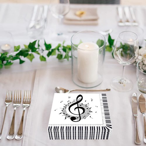 100Pcs Music Note Napkins Music Napkins Music Notes Party Supplies Disposable Music Party Napkins Musical Note Cocktail Luncheon Dinner Napkin for Music Themed Karaoke Music Birthday Party Decorations