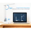 Drevet LED Desk Lamp, Desk Light with 1 USB Charging Port and 2 AC Power Outlet, 3 Lighting Modes, 3 Level Brightness,1H Timer, Touch Control, Eye-Caring Home Office Foldable Table Lamp (White)