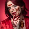 Generic 10 Sheets Halloween Temporary Tattoos Stickers Fake Bloody Wound Stitch Scar Scab Zombie Masquerade Prank Party Women Adults Face Body Makeup Props