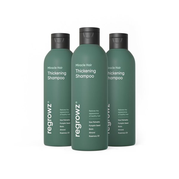 Regrowz Hair Thickening Shampoo for Natural Hair Growth - 7.9oz - Pack of 3 - Hair Growth Treatment for Men & Women for Thinning & Dry - DHT Blocker - Infused with Biotin, Saw Palmetto & Rosemary Oil