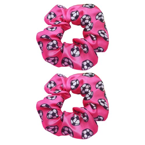Women Girls Soccer Hair Scrunchie Football Hair Ties Soccer Hair Band Sport Hair Accessories Elastic Ponytail Holder 2 Pack TSFD29 (Fuschia)