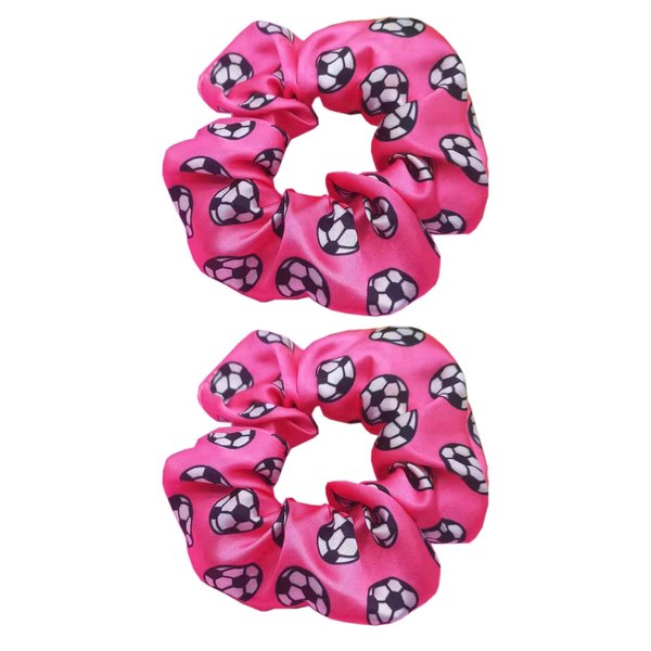 Women Girls Soccer Hair Scrunchie Football Hair Ties Soccer Hair Band Sport Hair Accessories Elastic Ponytail Holder 2 Pack TSFD29 (Fuschia)