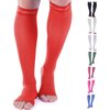 Doc Miller Open Toe Compression Socks for Men and Women, 15-20 mmHg, Calf Recovery, Medical Grade, Red Socks, Small