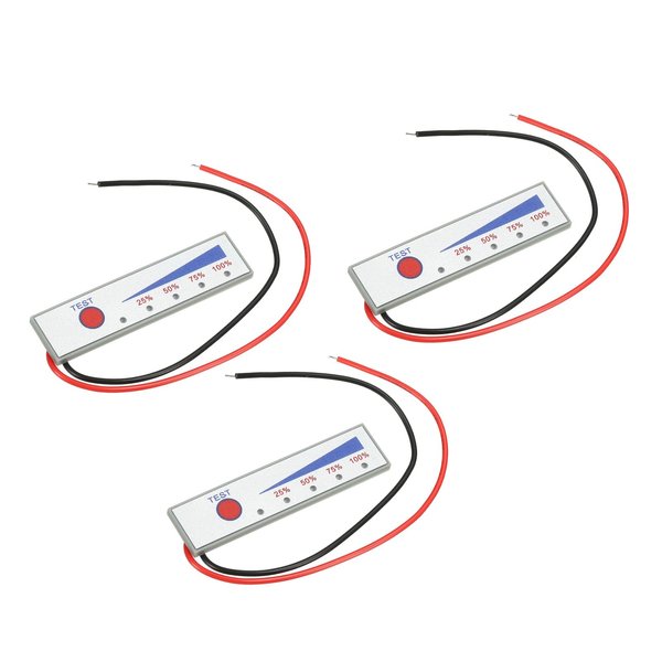 MECCANIXITY 3PCS Battery Meter Monitor, 11.1-12.6V Level Indicator Module Battery Power Tester, LED Digital Display Back Cover for Car, Marine, RV, Boat (White)