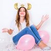 bianbaistar 1Pk Classic Mouse Ears Headband for Women Velvet Hair Bow Headwear for Girls & Boys - Sparkle Sequins Hair Bands with Big Golden Mouse Ears Essencial Accessories for Trip (Gloden Bow)