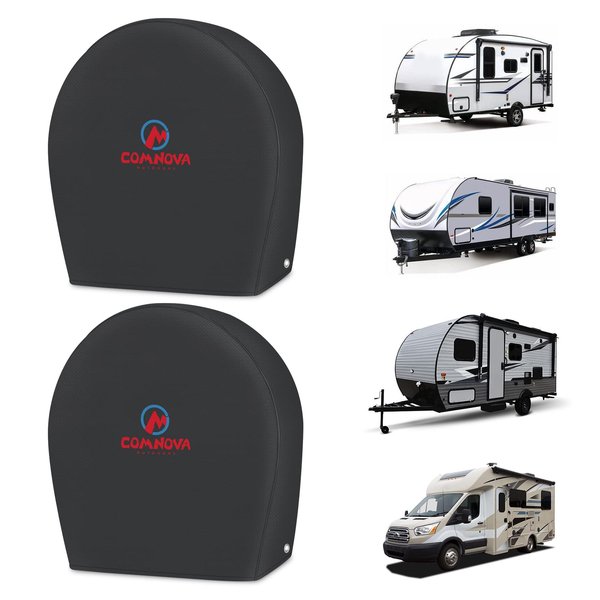 RV Tire Covers 2 Pack, Tough Tire Wheel Protector for Truck, Travel Trailer, Motorhome, SUV, Camper, Boat, Van, PU Oxford Waterproof Sun Rain Snow Protector Cover, Fits Tire Diameters 26-29 inch