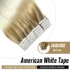 Tape in Hair Extensions Human Hair Omber Highlight Hair Extensions Tape in Human Hair for Women 20inch Beige Blonde Mix Medium Blonde to Platinum Blonde Balayage Straight Human Hair Extensions 20pcs