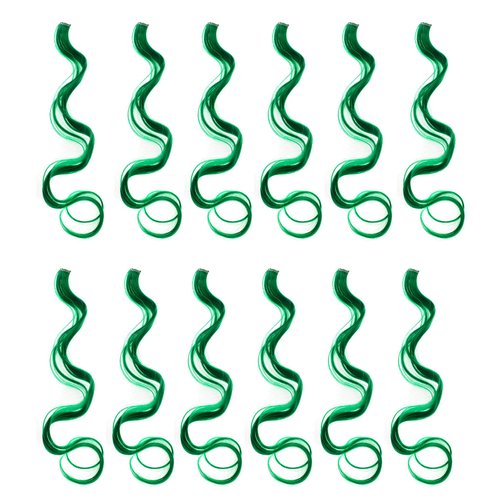 SWACC 12 Pcs Curly Wavy One Color Party Highlights Clip on in Hair Extensions Colored Hair Streak Synthetic Hairpieces (Green)