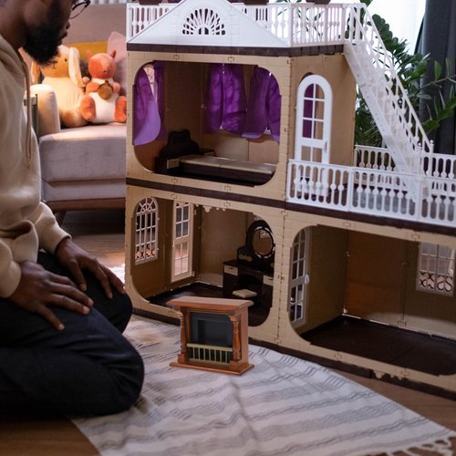 Toyvian Miniature Wooden Fireplace Dollhouse Furniture Micro Landscape Accessories for DIY Mini Home Scene Decoration Supplies