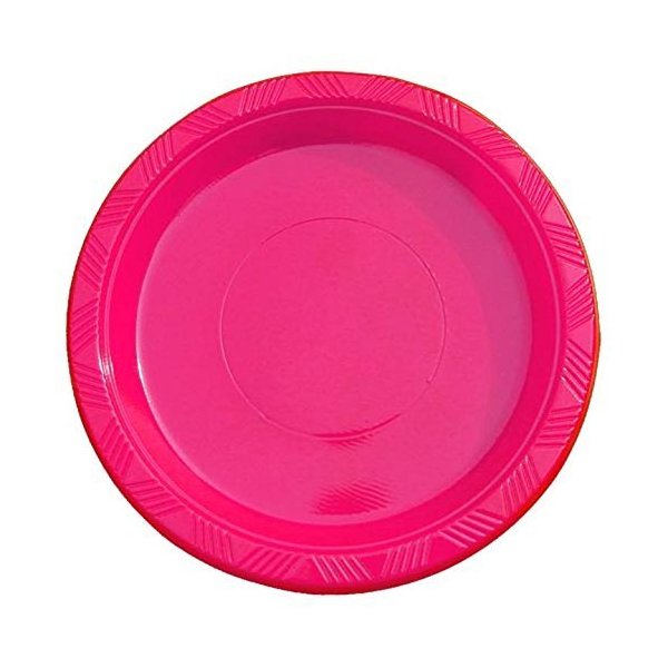 Exquisite 7 Inch. Dessert Plates Cerise Plastic Plates Disposable, 100 Count Cerise Plate Set, Disposable Plates For Party, Plastic Plates For Party, Great Party Supplies & Plastic Party Plates