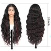 X-TRESS Red Higlight HD Lace Front Wig 32Inch Body Wave Glueless Synthetic Lace Front Wigs for women Preplucked Ready to Wear with Baby Hair Free Part for Daily Party Use(#F1B/BURG)