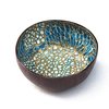 ChezMax Natural Coconut Bowl Mother of Pearl Inlaid Shell Bowls Key Bowl for Entryway Table Candy Container Nuts Holder Fruits & Dry Snack Storage Bowl Round Handcrafted Bowl for Decoration(Blue-Gold)