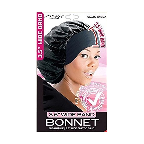 Magic Collection 3.5 Inch Wide Band Bonnet Elastic Band Black